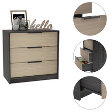 Black And Light Oak Wood Three Drawer Standard Dresser 28