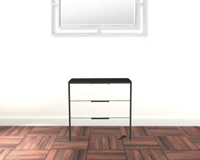 White And Smokey Oak Wood Three Drawer Standard Dresser 28