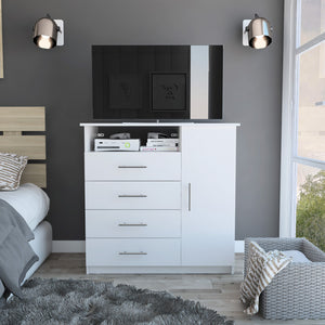 36" White Manufactured Wood Four Drawer Combo Dresser