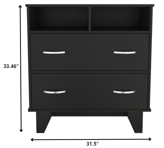 32" Black Manufactured Wood Two Drawer Standard Dresser