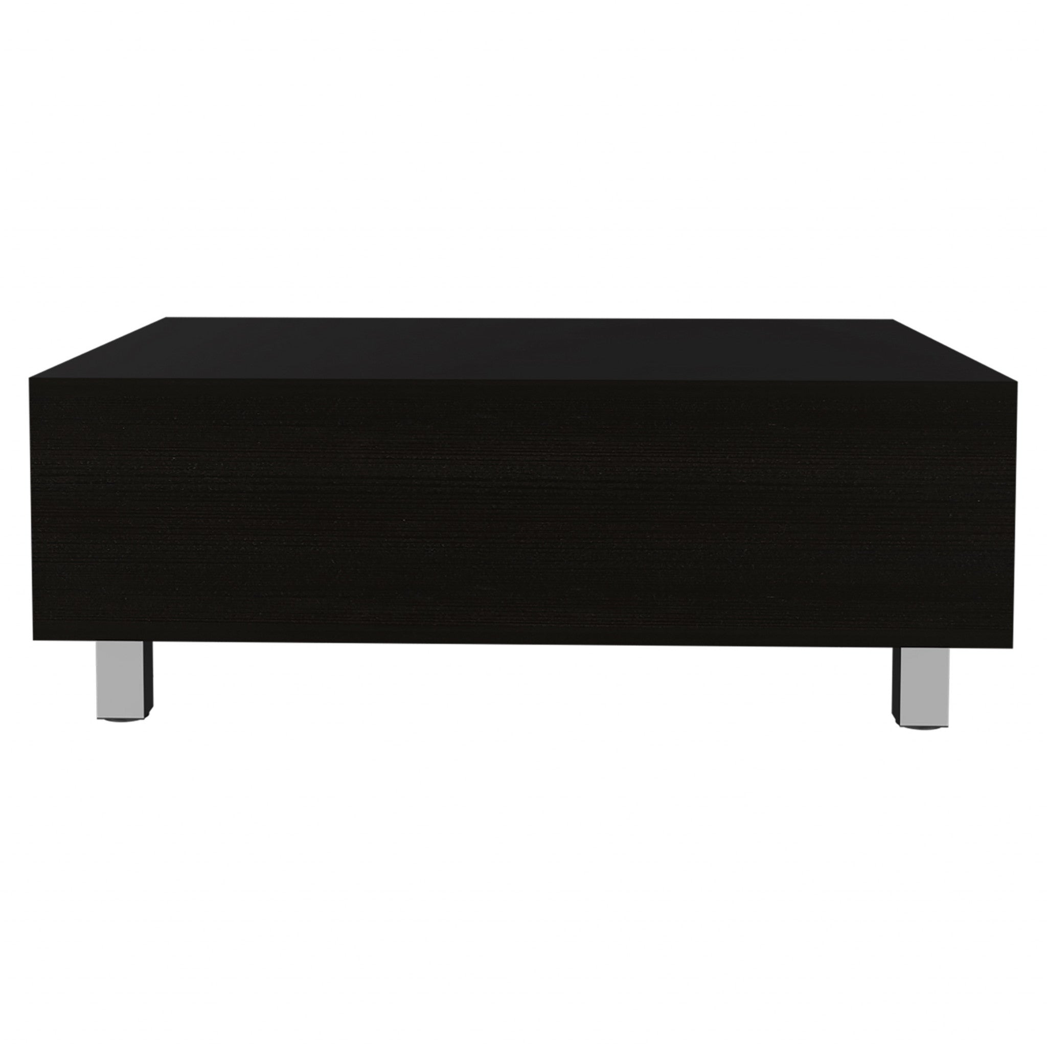 Mesa de centro rectangular con tapa elevable de madera fabricada en negro de 32" con cajón y estante