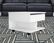 22 英寸白色木質矩形升降咖啡桌帶抽屜