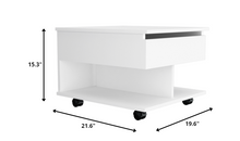 22 英寸白色木質矩形升降咖啡桌帶抽屜