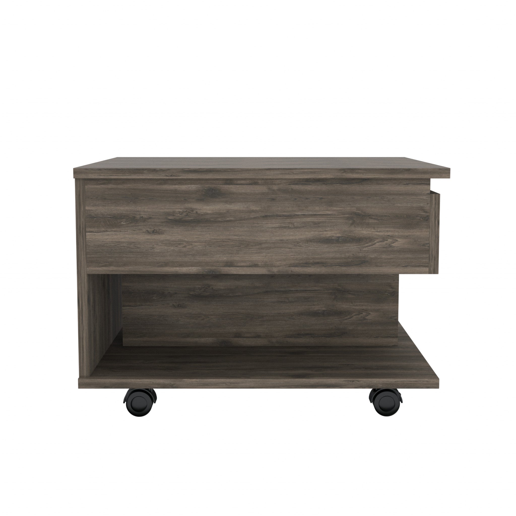 Mesa de centro rectangular de madera fabricada en marrón oscuro de 22" con cajón y tapa elevable