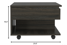 22 英寸碳纖維濃縮咖啡木質矩形咖啡桌帶抽屜