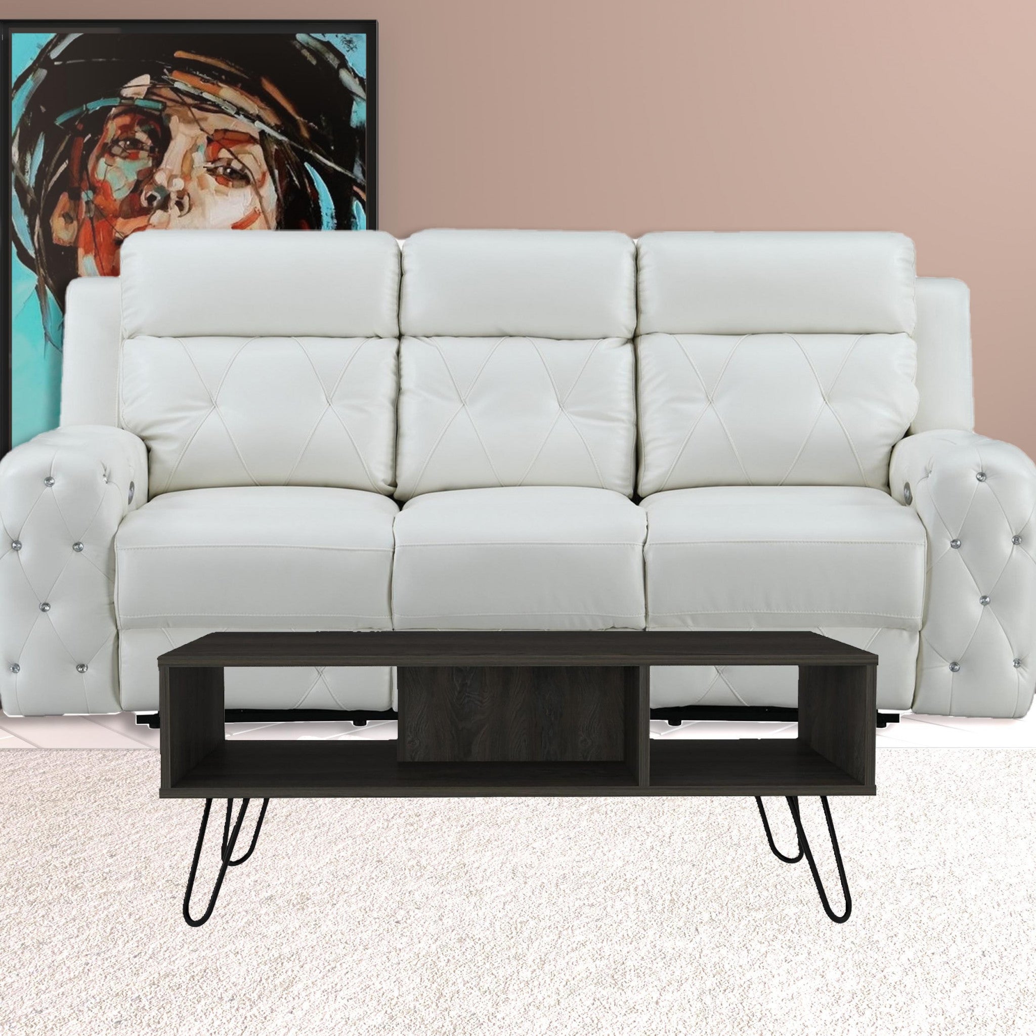 40 英寸碳纖維濃縮咖啡木質矩形咖啡桌