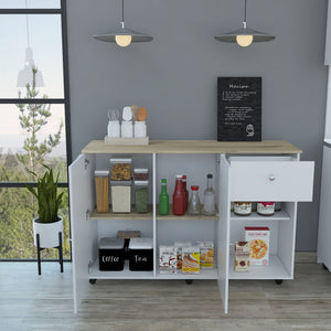 Sleek and Modern White Pine Kitchen Island Cart