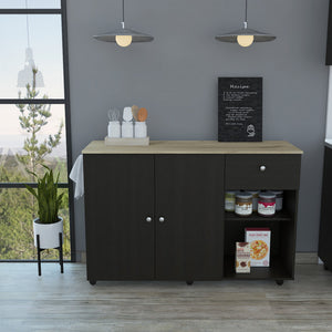 Sleek and Modern Black Wengue Kitchen Island Cart