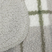 Grey Olive Reverse and White Printed Sherpa and Sherpa Throw Blanket