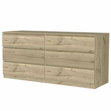 Light Oak And White Wood Six Drawer Double Dresser 60