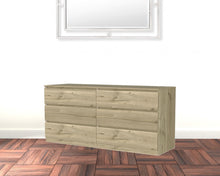 Light Oak And White Wood Six Drawer Double Dresser 60