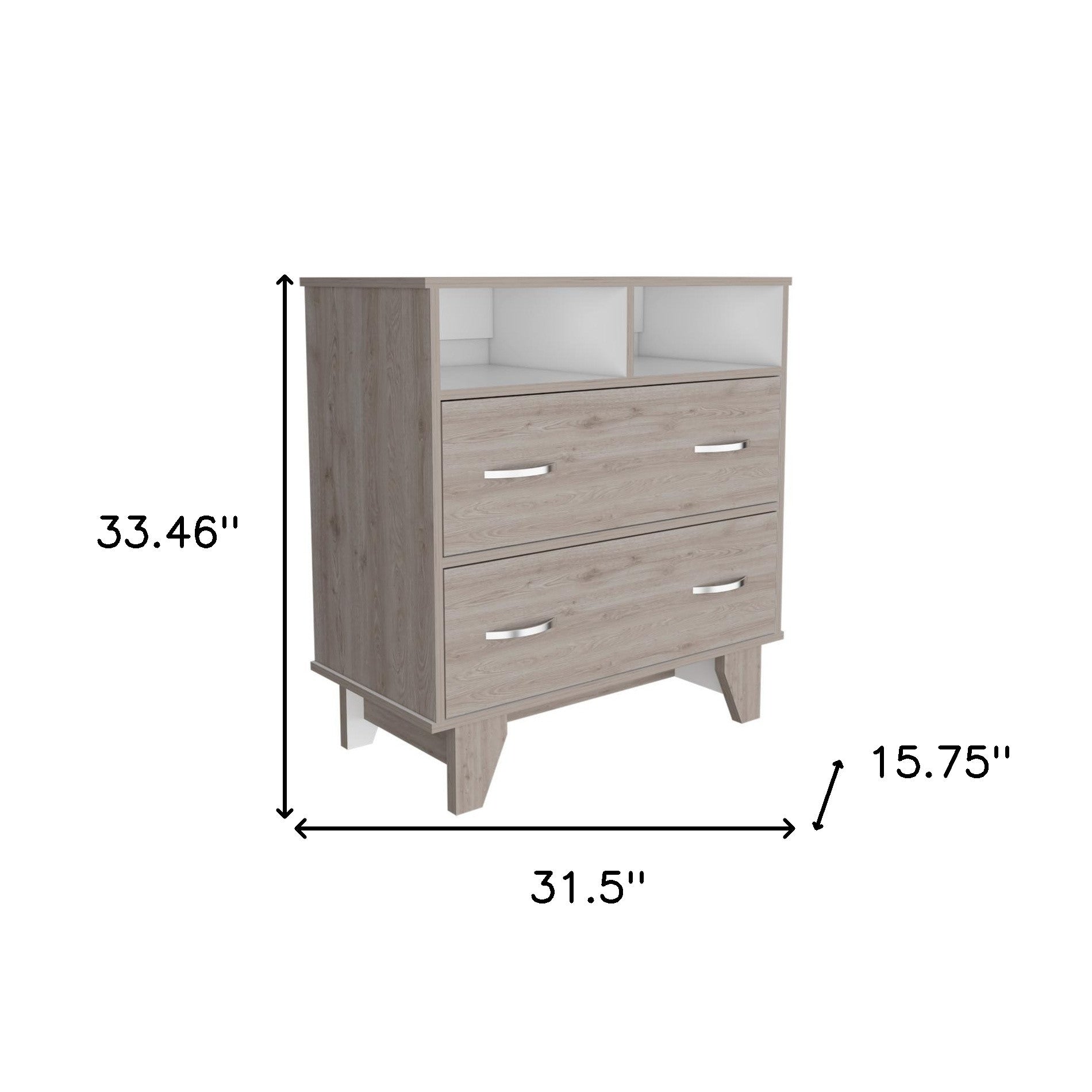 32" Light Grey Manufactured Wood Two Drawer Standard Dresser