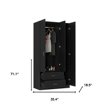 Black Wood Two Drawer Combo Dresser 71