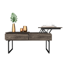 40 英寸深胡桃木人造木矩形升降頂咖啡桌帶抽屜