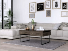 40 英寸深胡桃木人造木矩形升降頂咖啡桌帶抽屜