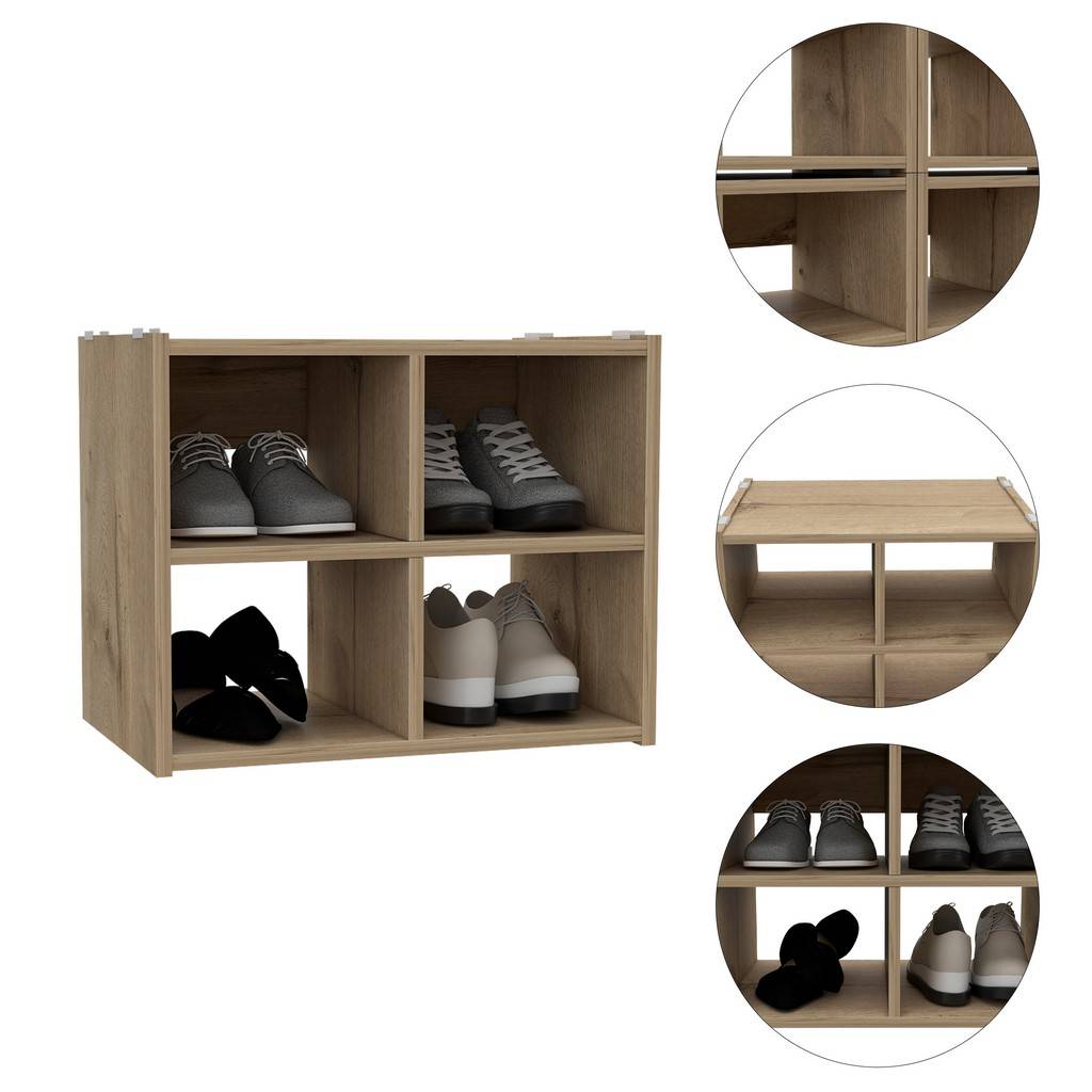 Minimalist and Modern Light Grey Entryway Stackable Storage Unit