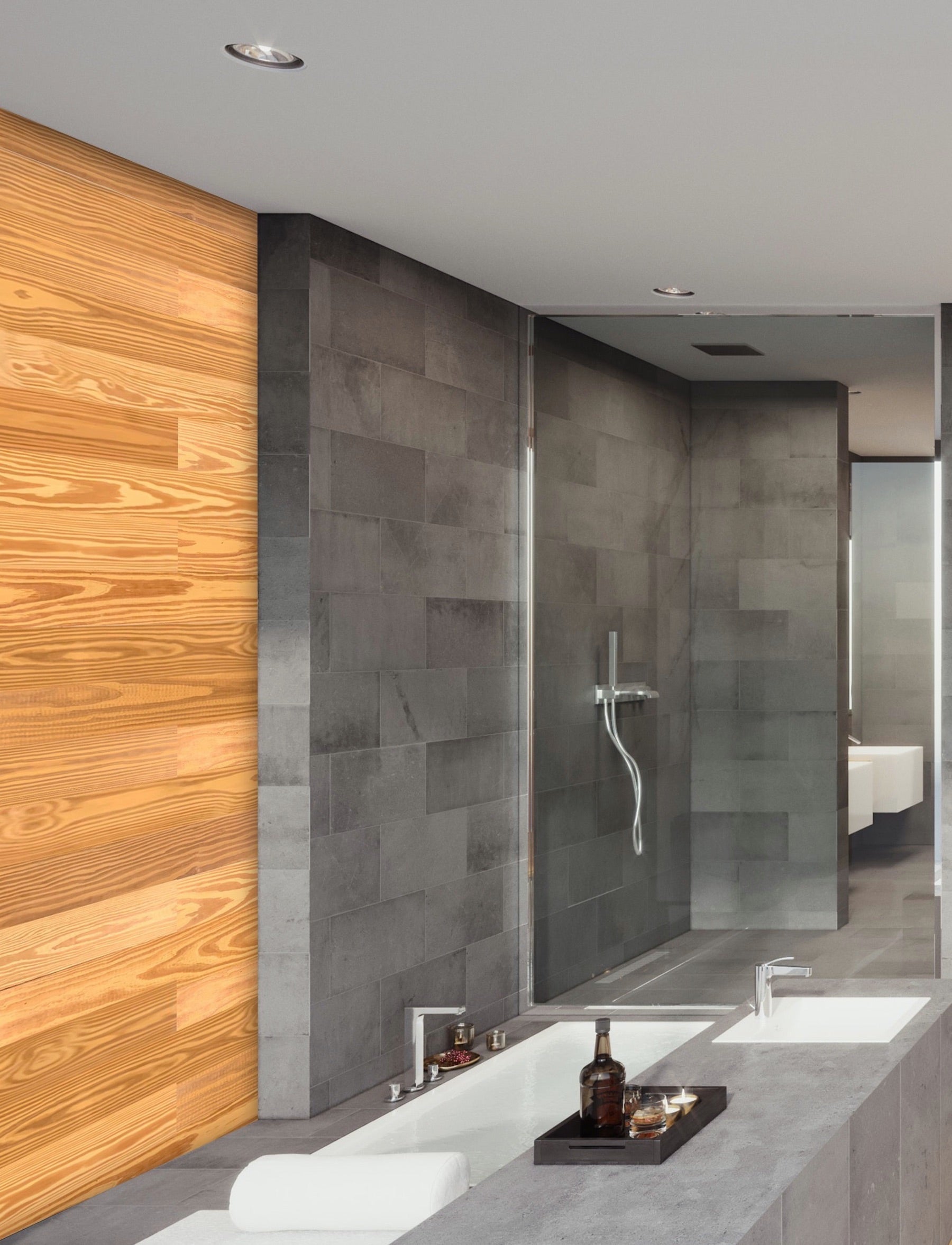 5" x 48" Thermo Treated Golden Grain Wood Large Wall Plank Set