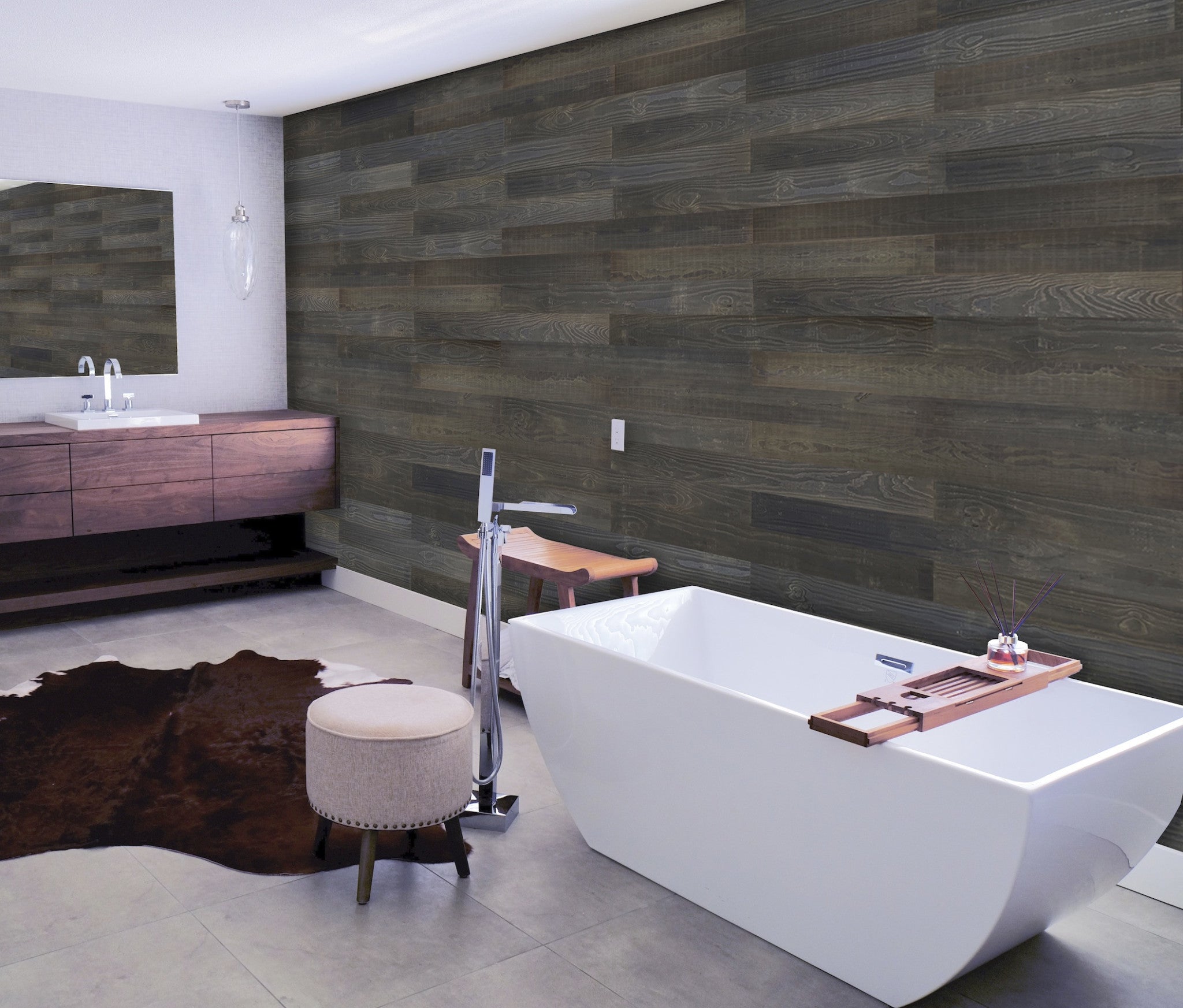 5" x 48" Thermo Treated Black Wood Large Wall Plank Set