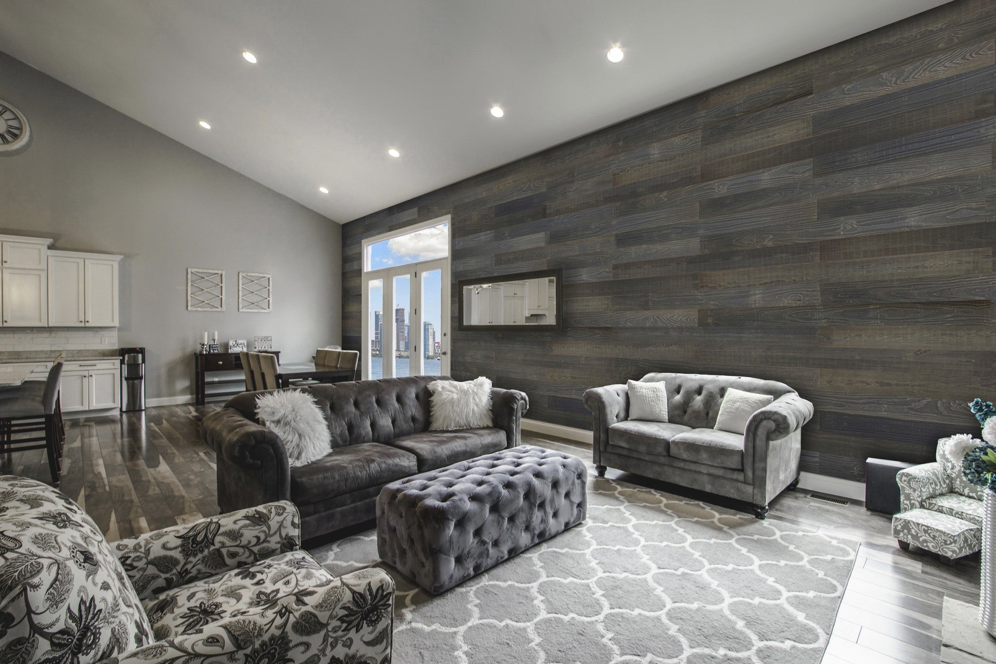 5" x 48" Thermo Treated Black Wood Large Wall Plank Set