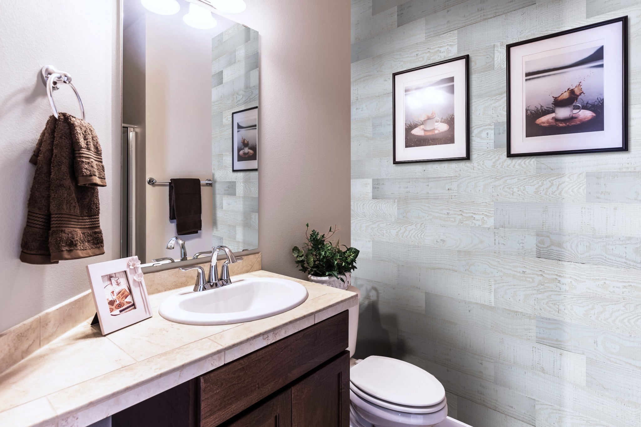 5" x 48" Thermo Treated Whitewash Wood Large Wall Plank Set