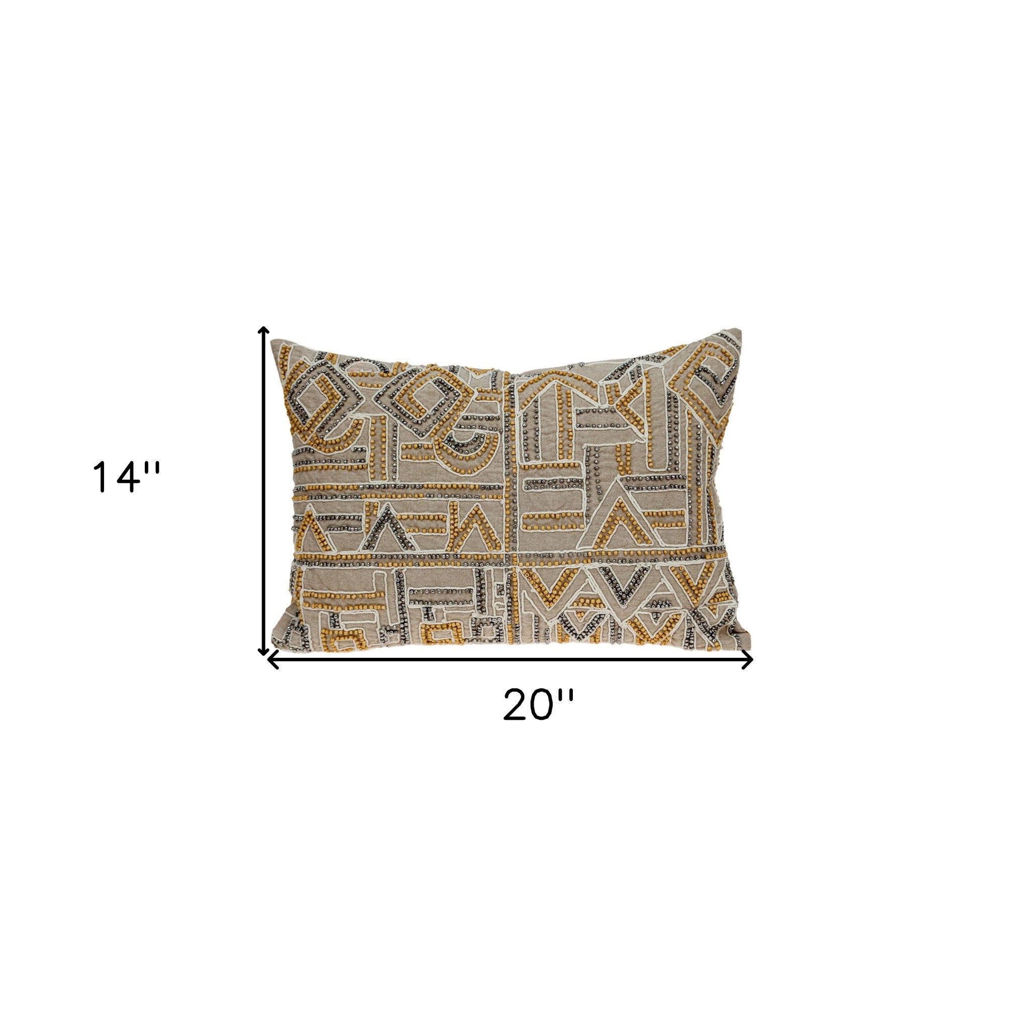14 X 20 Beige Zippered 100% Cotton Throw Pillow