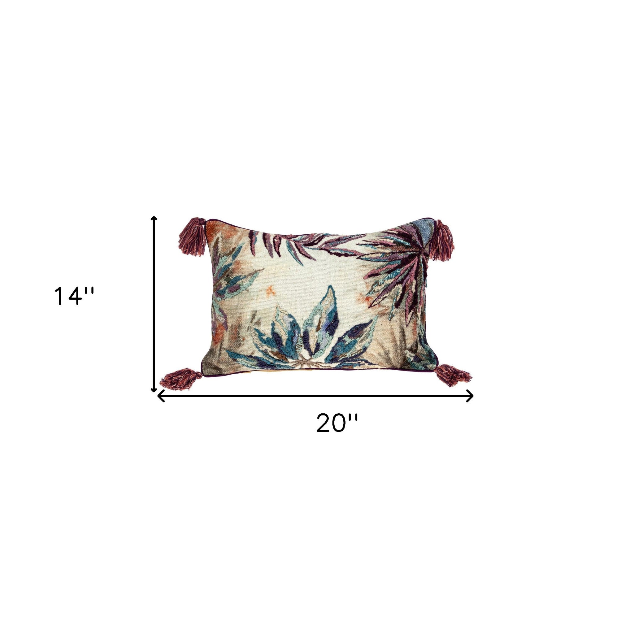 14 X 20 Multicolor Zippered 100% Cotton Throw Pillow