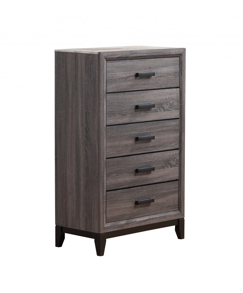 31" Faux Marble Grey Solid Wood Five Drawer Standard Chest