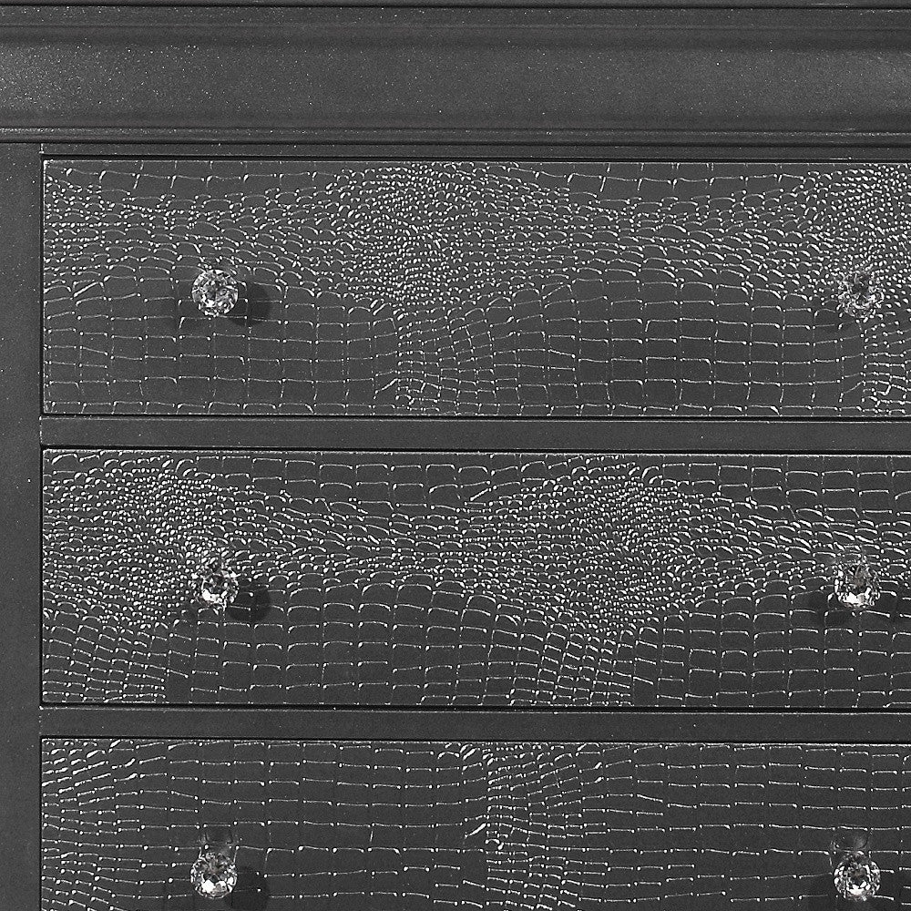 31" Metallic Grey Solid Wood Five Drawer Standard Chest