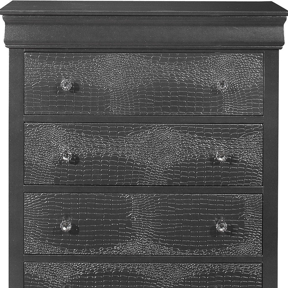 31" Metallic Grey Solid Wood Five Drawer Standard Chest