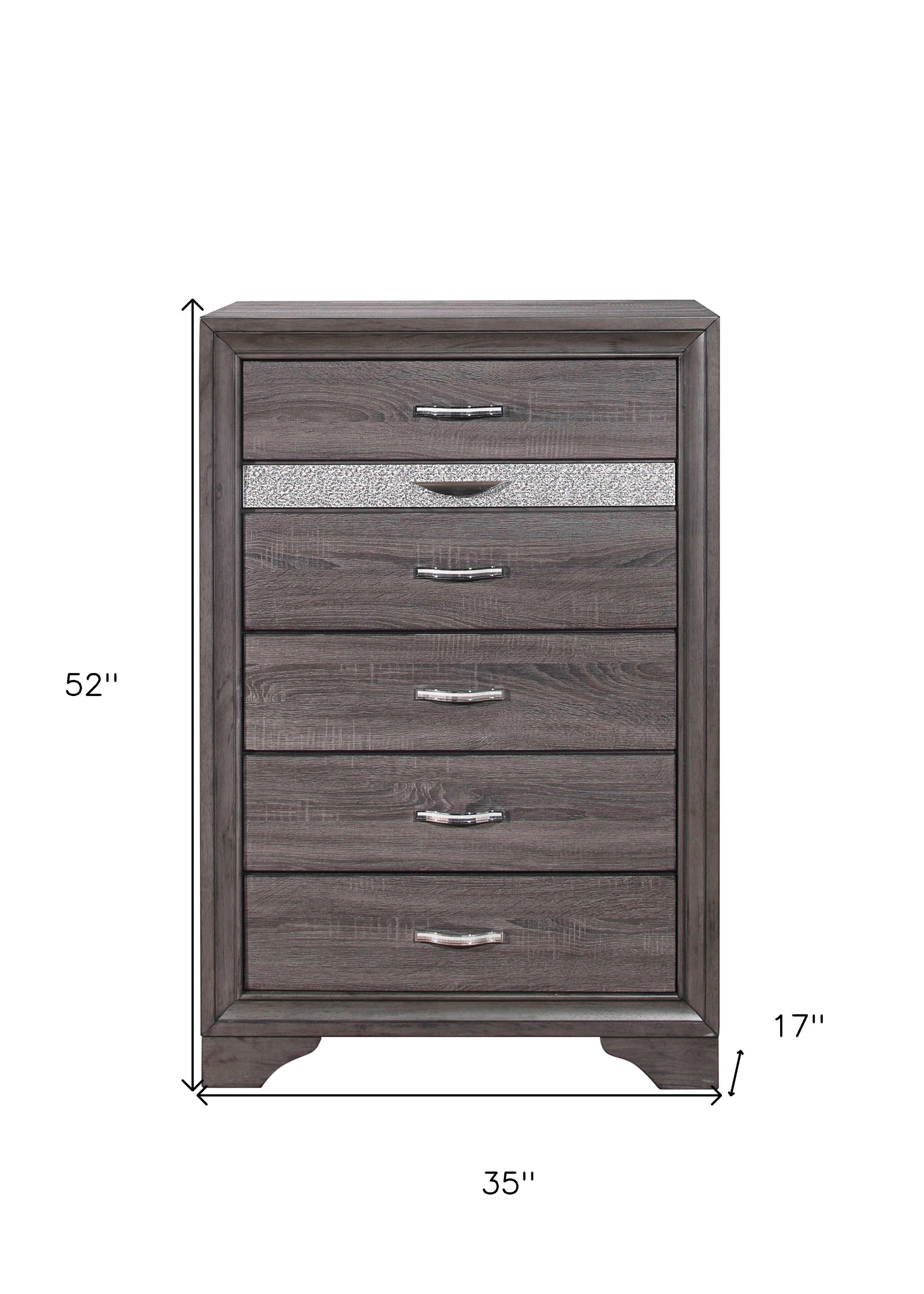 Grey Wood Six Drawer Standard Chest 35"