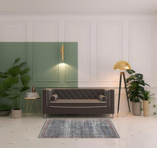 4' X 6' Blue Oriental Distressed Stain Resistant Area Rug