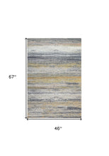 4' X 6' Gold Abstract Stain Resistant Area Rug
