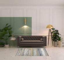 4' X 6' Gold Abstract Stain Resistant Area Rug