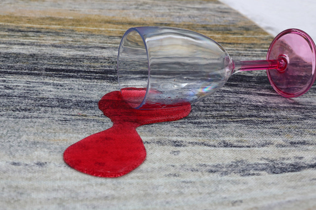 8' X 11' Gold Abstract Stain Resistant Area Rug