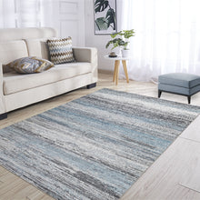 8' X 11' Turquoise and Gray Abstract Stain Resistant Area Rug