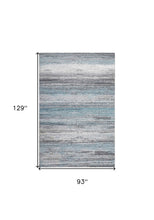 8' X 11' Turquoise and Gray Abstract Stain Resistant Area Rug