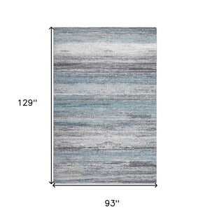 8' X 11' Turquoise and Gray Abstract Stain Resistant Area Rug