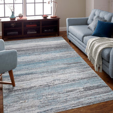 8' X 11' Turquoise and Gray Abstract Stain Resistant Area Rug