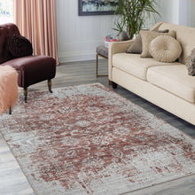 8' X 11' Rust Oriental Distressed Stain Resistant Area Rug