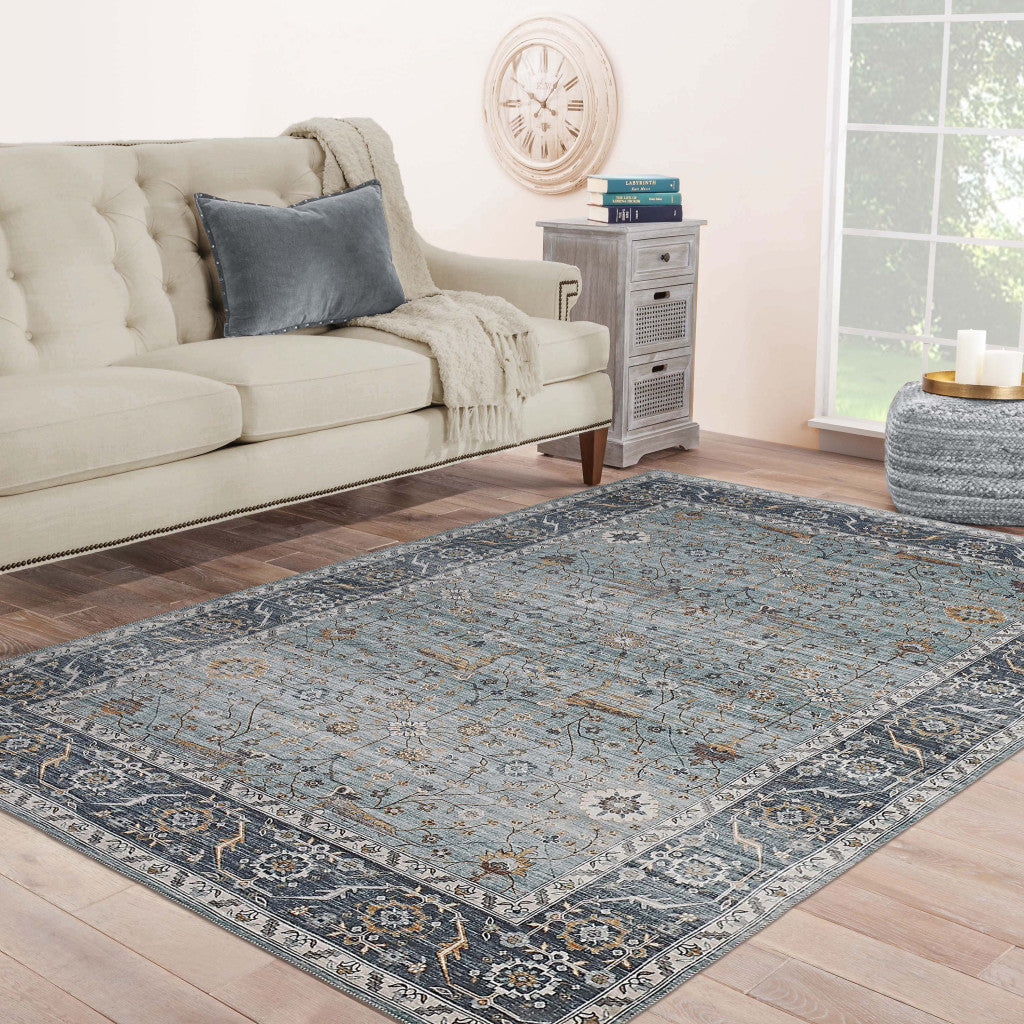4' X 6' Sage Oriental Power Loom Stain Resistant Area Rug