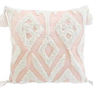 17" X 17" Peach And Cream Chevron Throw Pillow With Tassels