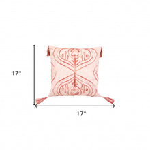17 英寸 X 17 英寸流蘇珊瑚錦緞拉鍊滌綸抱枕