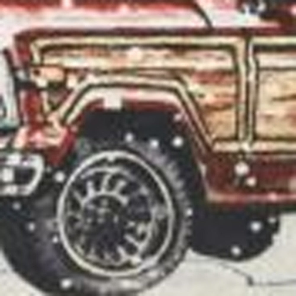 13 英寸 X 18 英寸白色綠色黑色和紅色拉鍊滌綸聖誕假期貨車抱枕