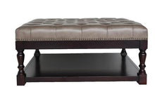 Dark Grey and Dark Brown Tufted Leather Coffee Table 34.5