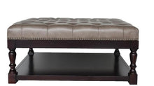 Dark Grey and Dark Brown Tufted Leather Coffee Table 34.5