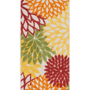 2' X 8' Red Floral Non Skid Indoor Outdoor Runner Rug