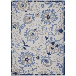 12' X 15' Blue And Grey Ikat Non Skid Indoor Outdoor Area Rug