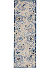 2' X 6' Blue And Grey Toile Non Skid Indoor Outdoor Runner Rug