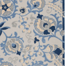 10' X 13' Blue And Grey Toile Non Skid Indoor Outdoor Area Rug