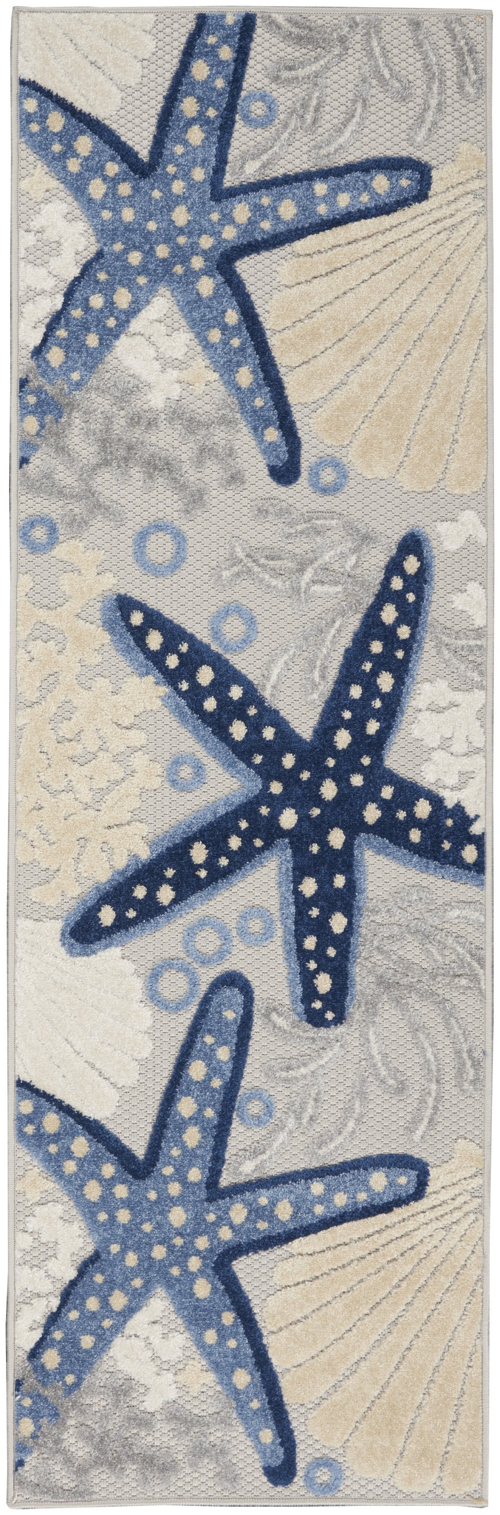 2' X 8' Blue And Grey Animal Print Non Skid Runner Rug